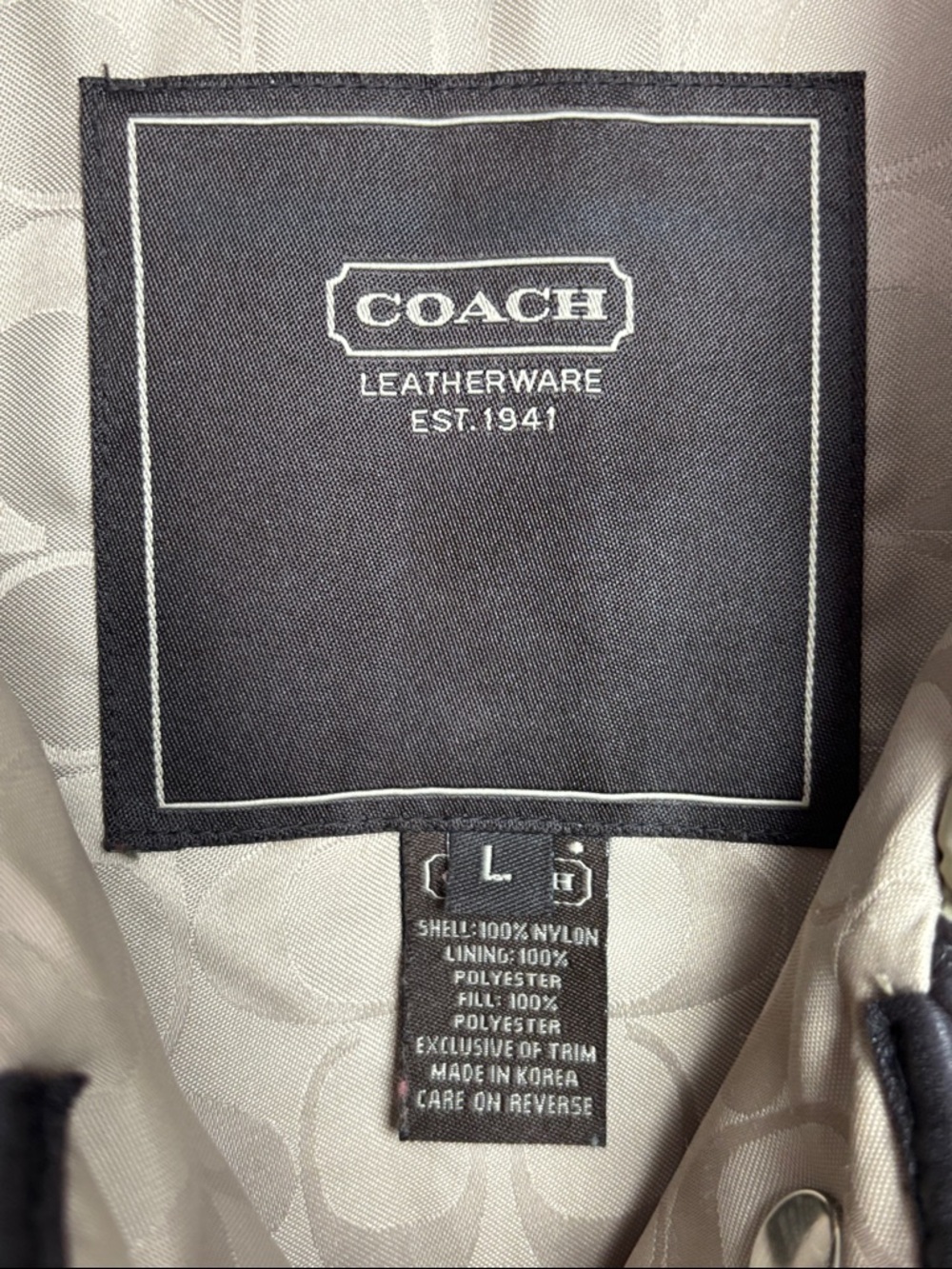 Coach Women's Large Classic Diamond Quilted Jacket Tan Snap Button Leather Trim - Picture 7 of 8